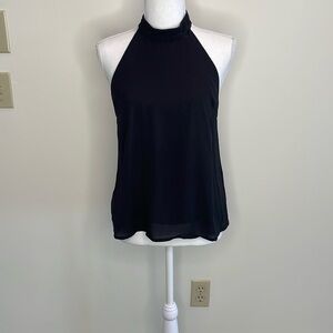 San Joy Elegant Black Halter Top. Size Small